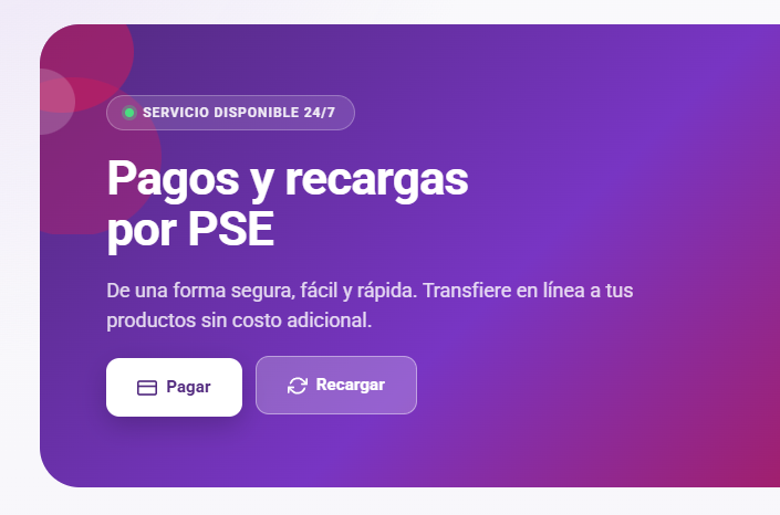 Botones Pagar y Recargar — seleccionar Recargar