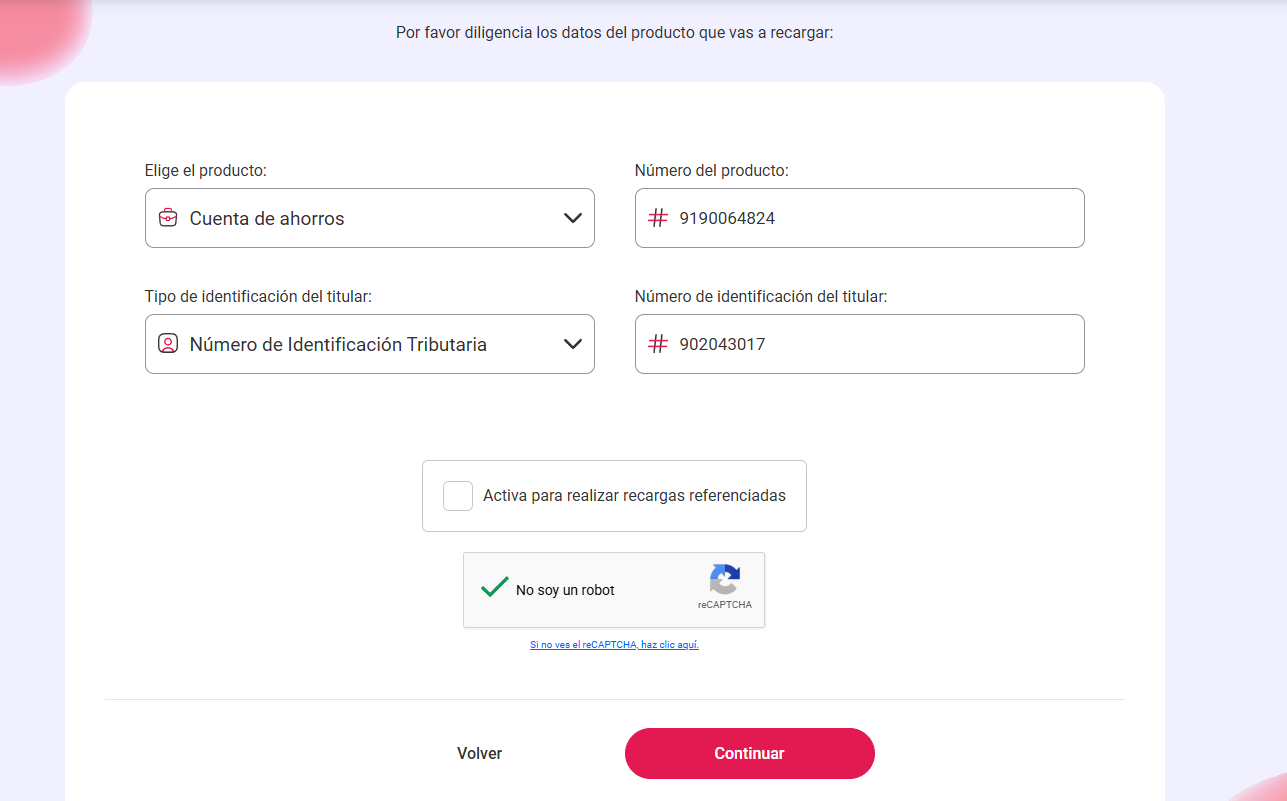 Formulario diligenciado con los datos de la Fundación
