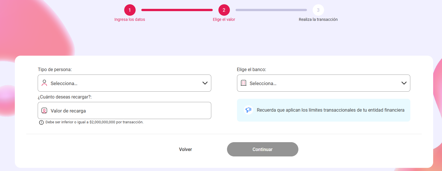 Formulario vacío: Elige el valor
